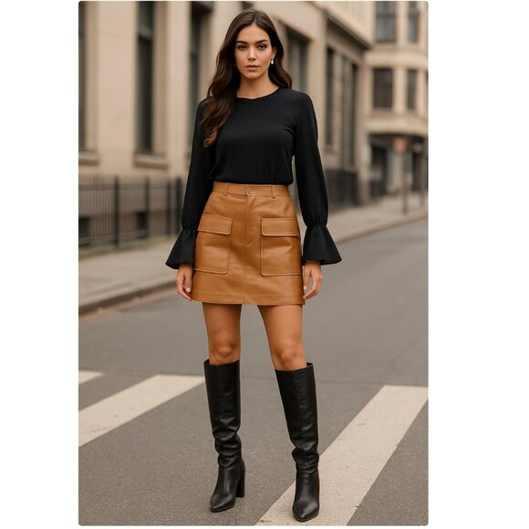 BB Dakota by Steve Madden Women's Faux Leather Too Late Skirt Y2K Size 12 NWOT - Picture 2 of 6